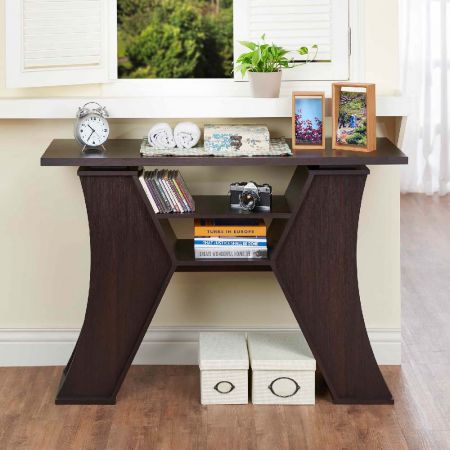Raise Table Top And Shelf MDF Side Panel Console Table
